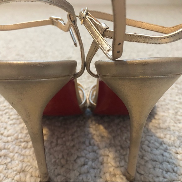 Christian Louboutin Gold Strappy Sandals - Picture 7 of 9
